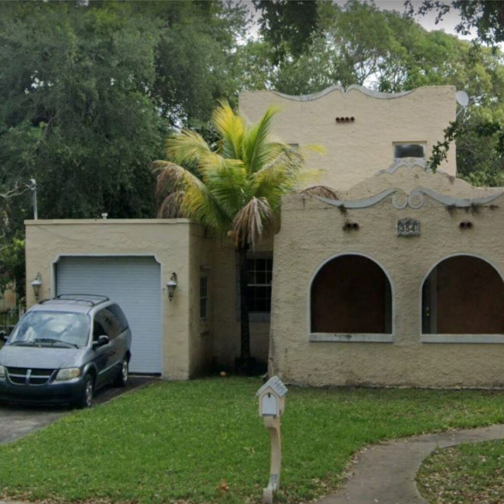Small Residential House Funded Deal with Arched Windows and One-Car Garage in South Florida