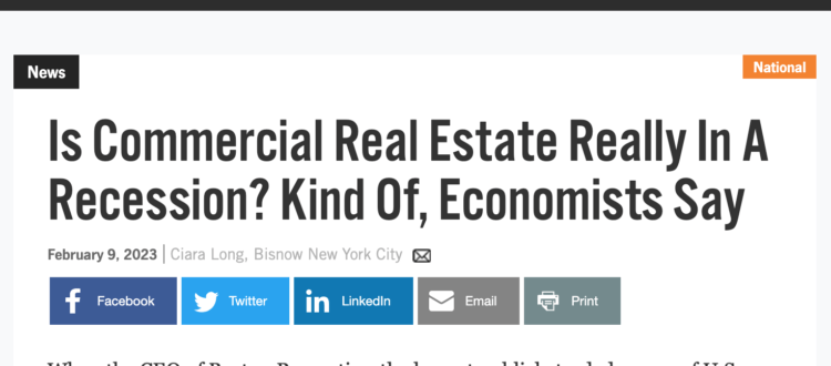 Is Commercial Real Estate Really In A Recession Economists Opinion