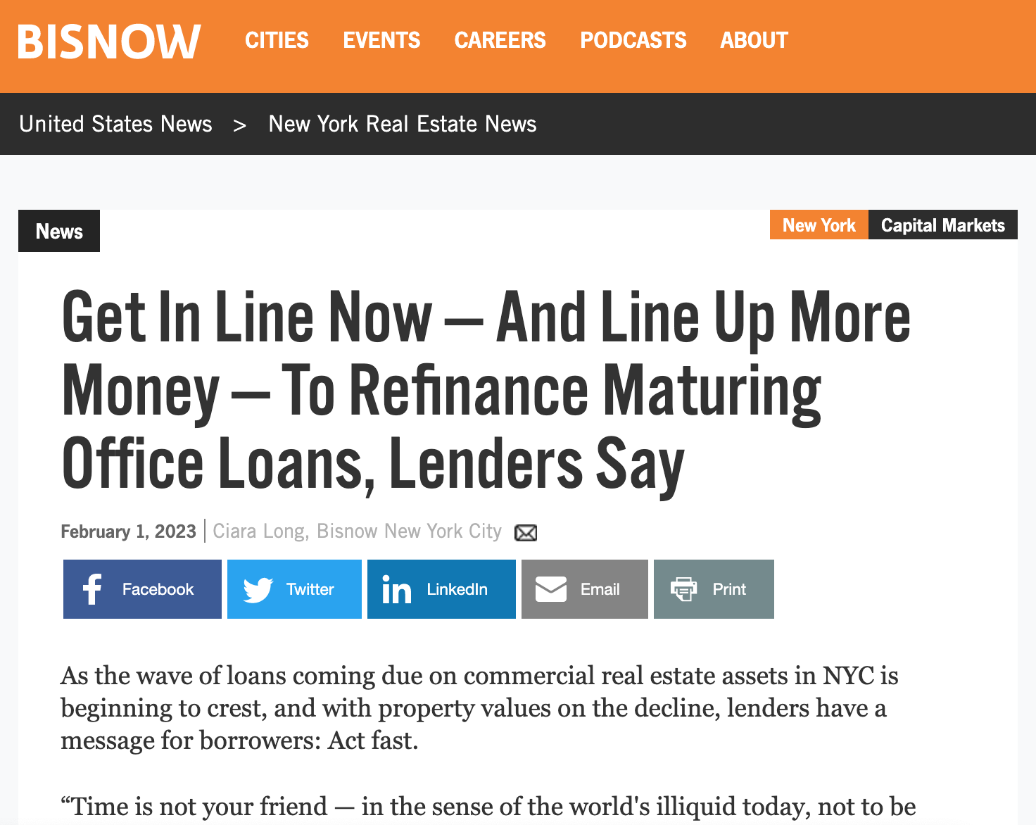 Act fast now to refinance maturing office loans BisNow NY Real Estate